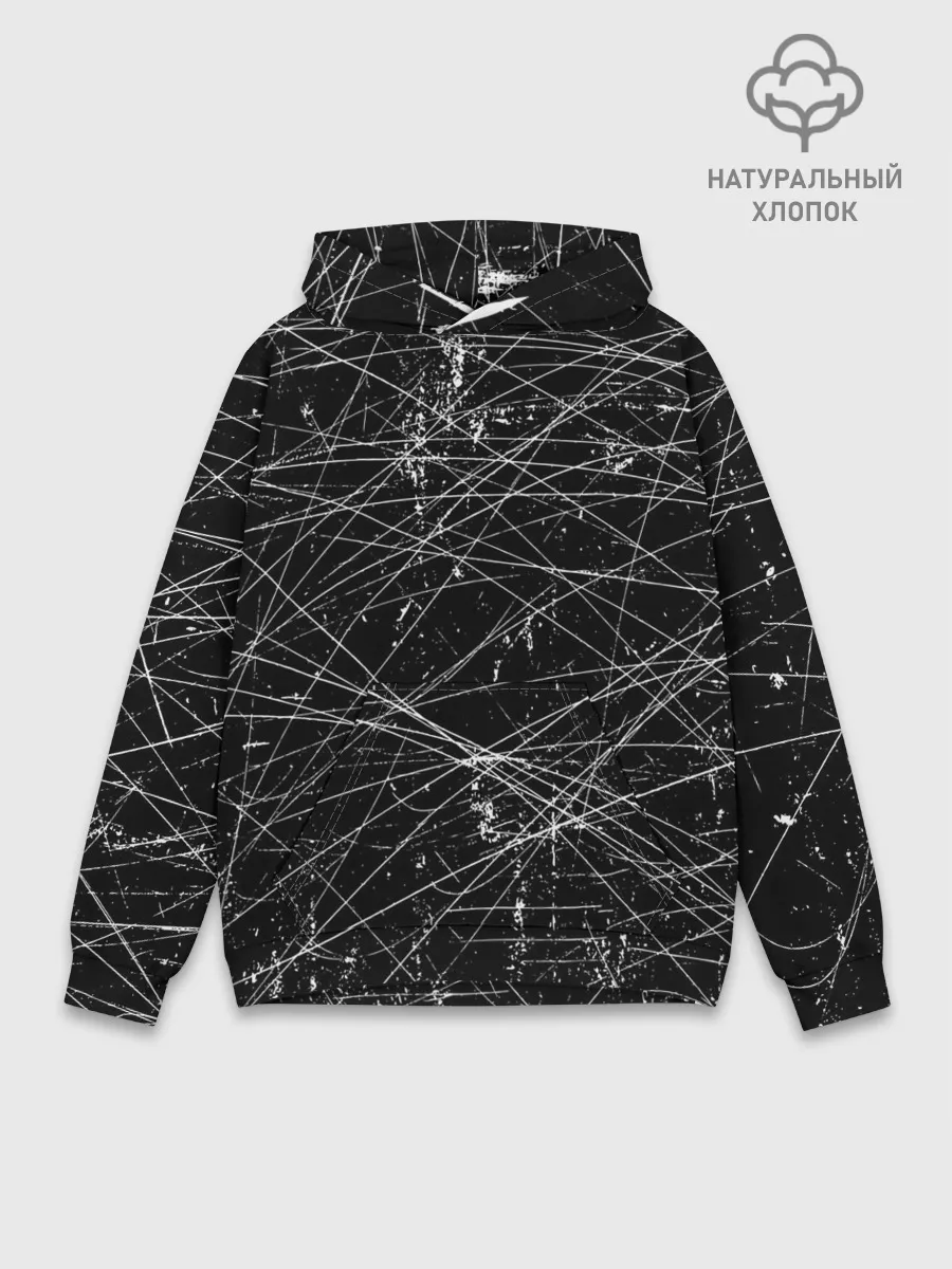 Худи мужской база хлопок / ГРАНЖ / GRUNGE Ч/Б