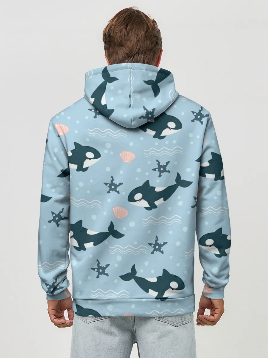 Худи мужской база хлопок / Косатки киты