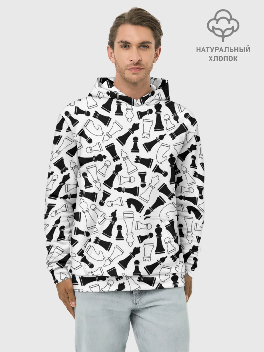 Худи мужской база хлопок / Шахматы