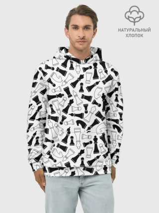 Худи мужской база хлопок / Шахматы