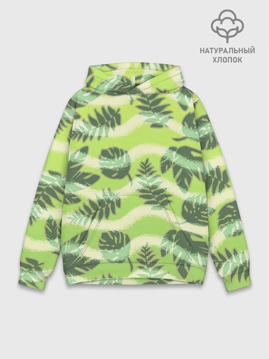 Худи мужской база хлопок / Тропический фон