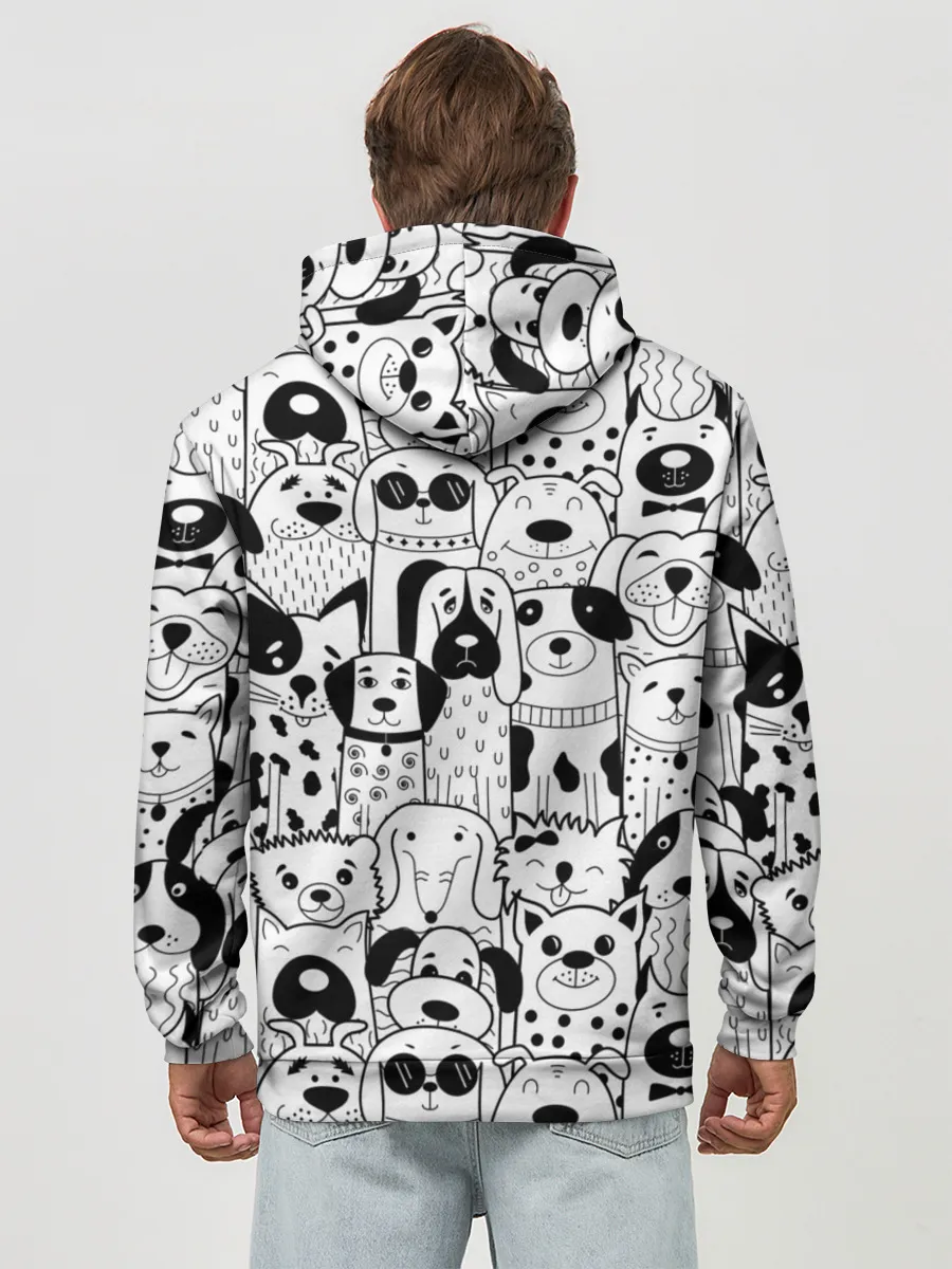 Худи мужской база хлопок / Собаки черно-белое