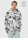 Худи мужской база хлопок / Собаки черно-белое