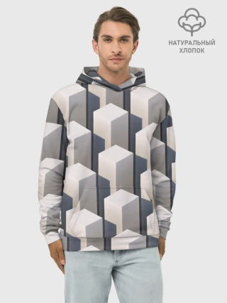 Худи мужской база хлопок / ГрафиЧеские Кубы