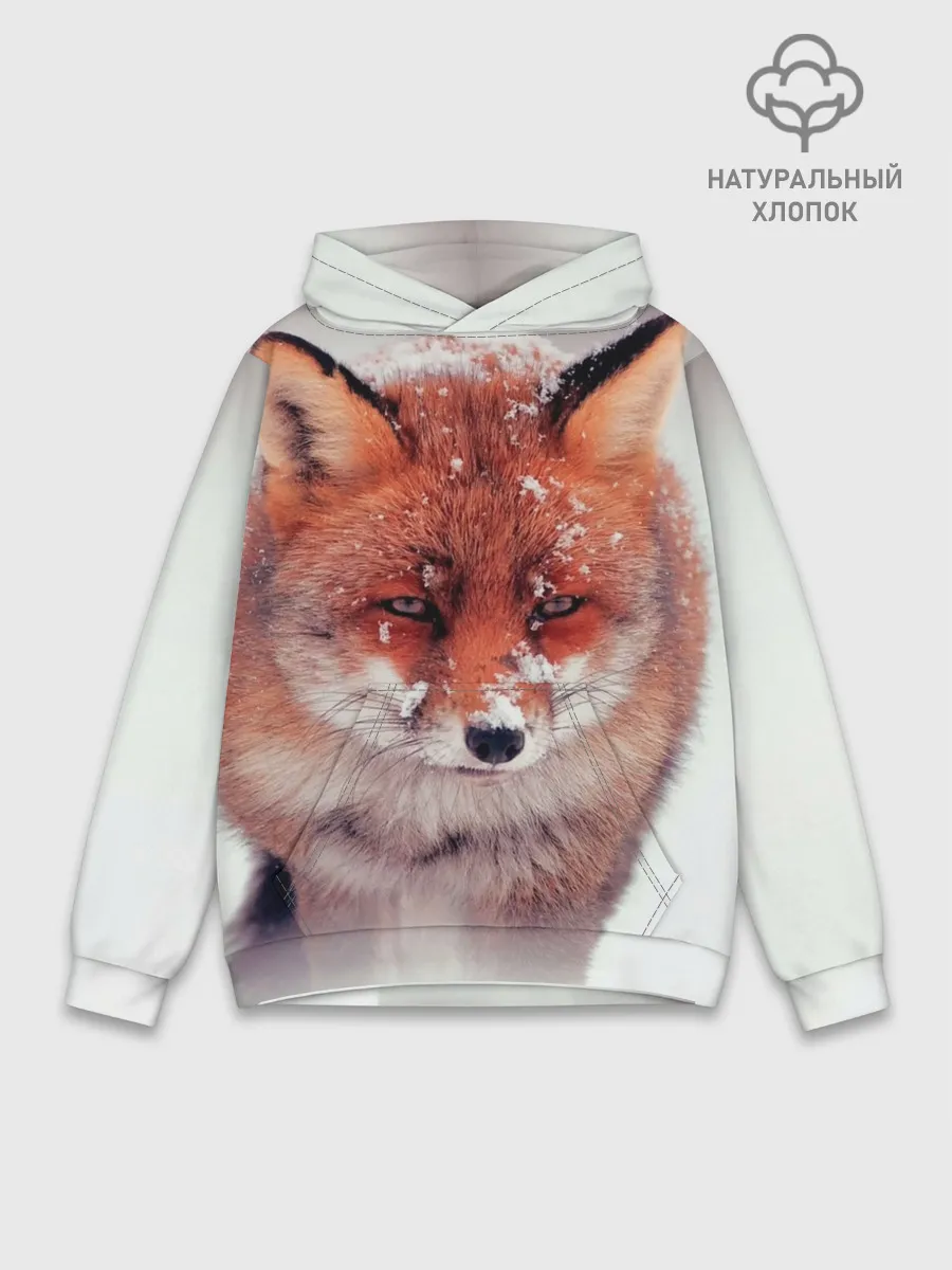 Худи мужской база хлопок / Лисица и снег
