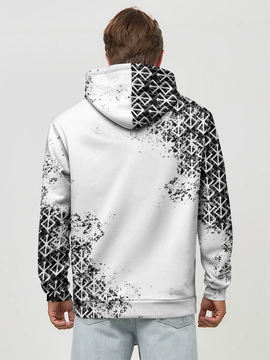 Худи мужской база хлопок / БЕРСЕРК logo ч/б