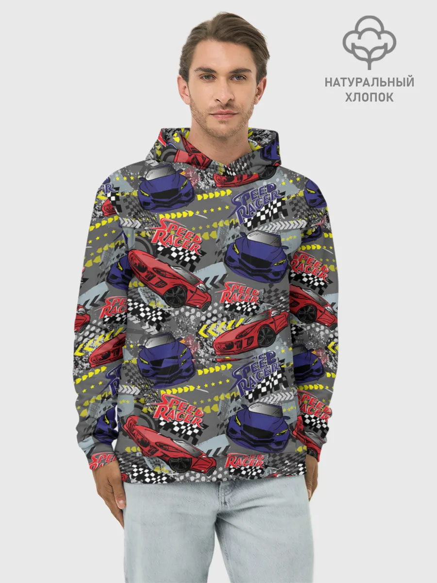 Худи мужской база хлопок / Гоночная машина