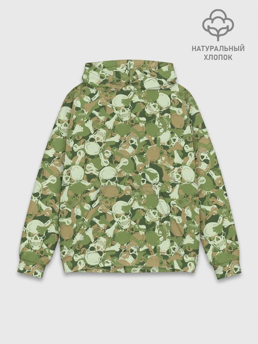 Худи мужской база хлопок / Камуфляж из черепов