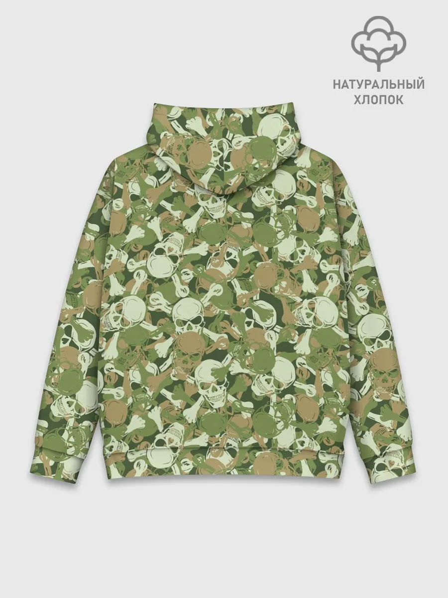 Худи мужской база хлопок / Камуфляж из черепов