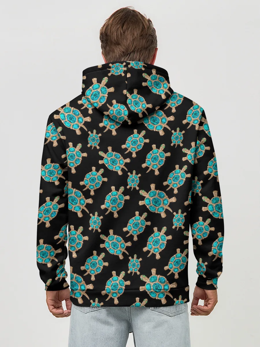 Худи мужской база хлопок / Бирюзовые черепашки брошка