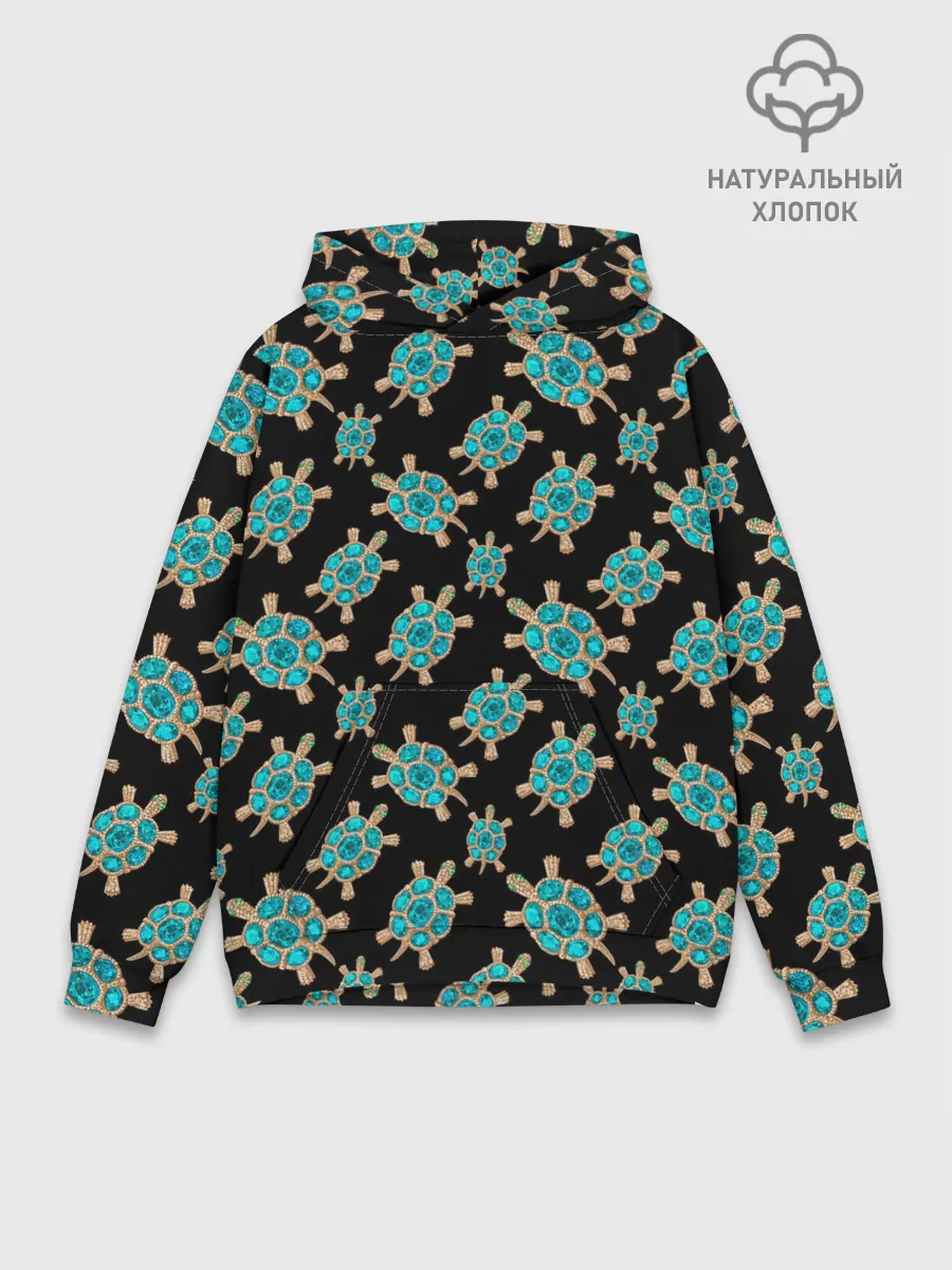 Худи мужской база хлопок / Бирюзовые черепашки брошка