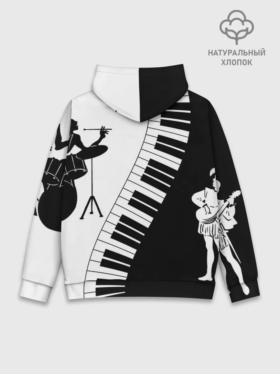 Худи мужской база хлопок / Черно Белое пианино