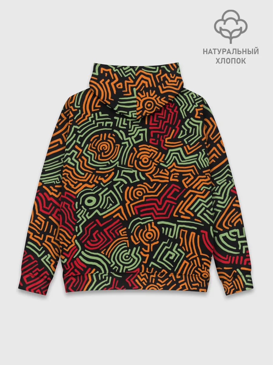 Худи мужской база хлопок / абстрактный узор линии