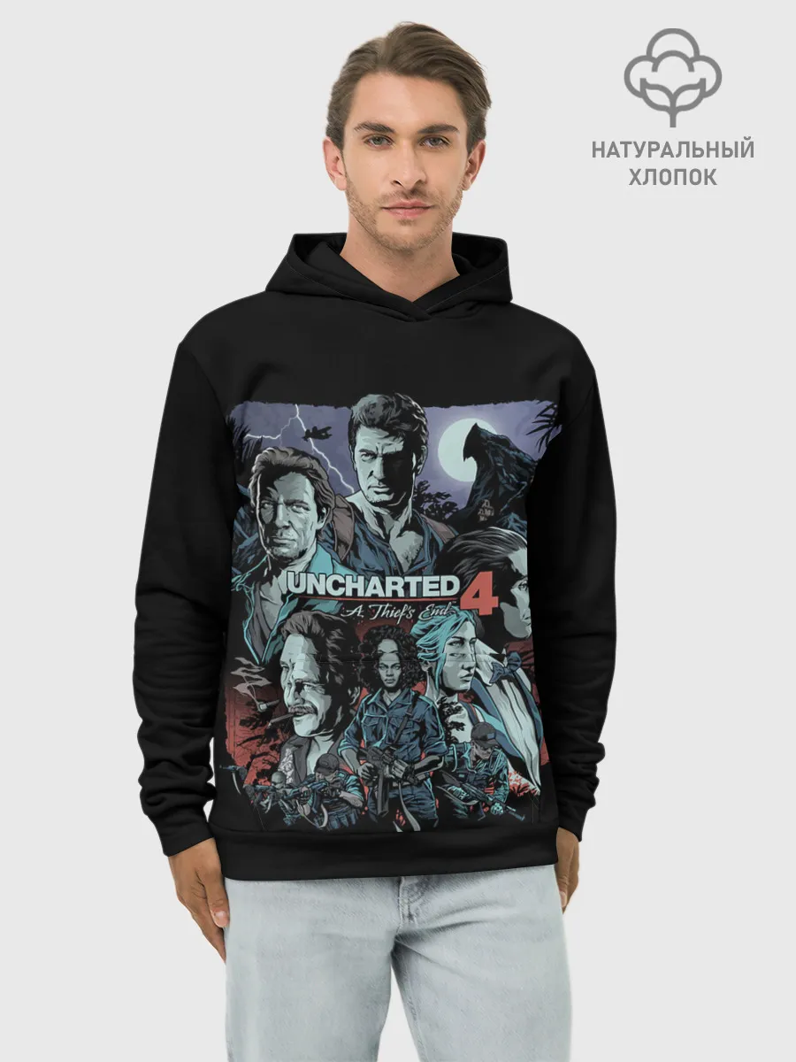 Худи мужской база хлопок / Team Uncharted