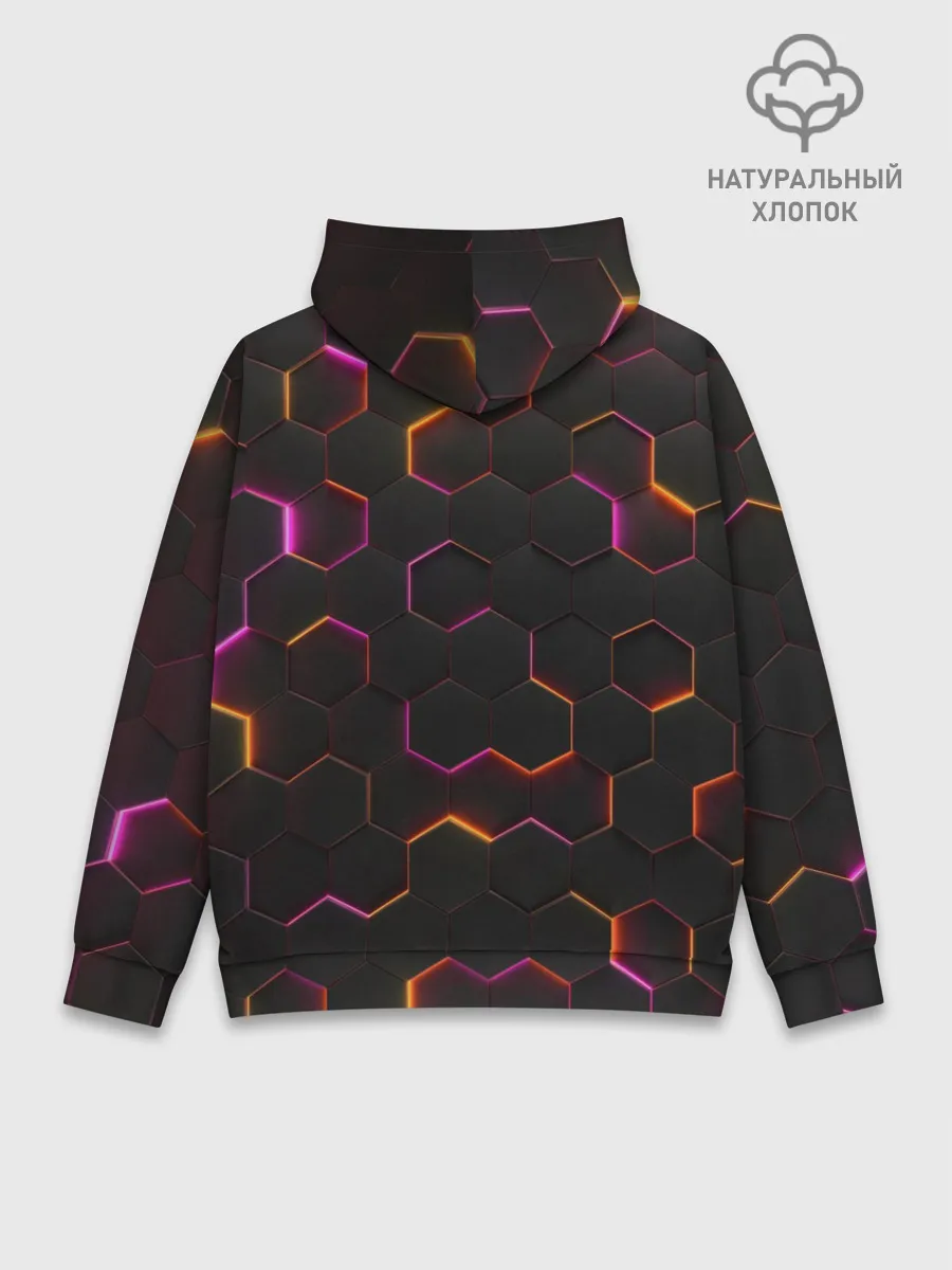 Худи мужской база хлопок / НЕОН СОТЫ 3D