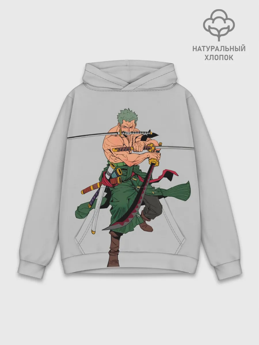 Худи мужской база хлопок / Арт Ророноа Зоро, One Piece