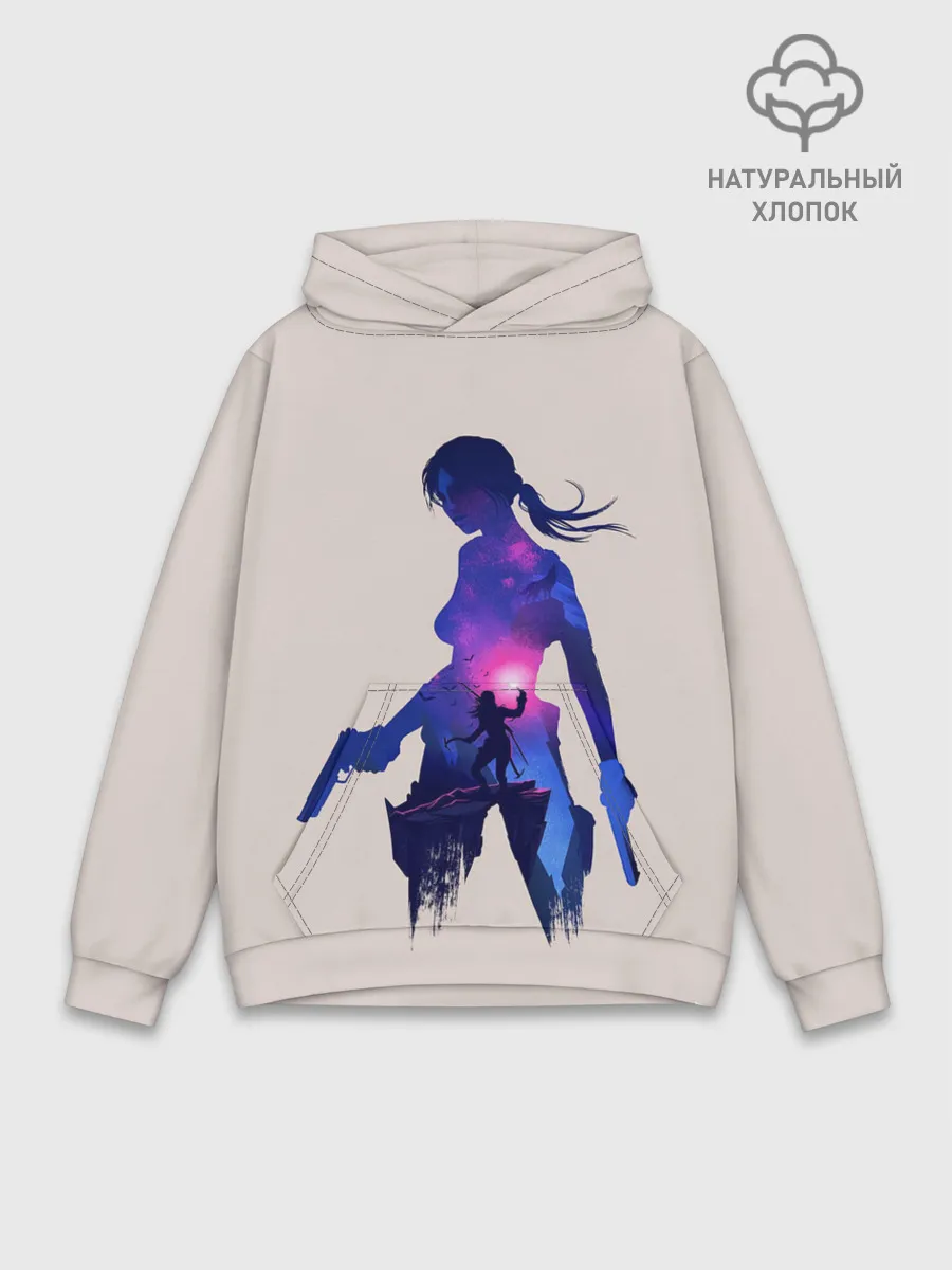 Худи мужской база хлопок / Лара с оружием