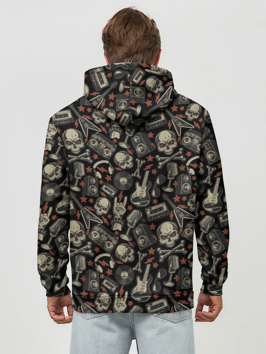 Худи мужской база хлопок / Scull_pattern_rock