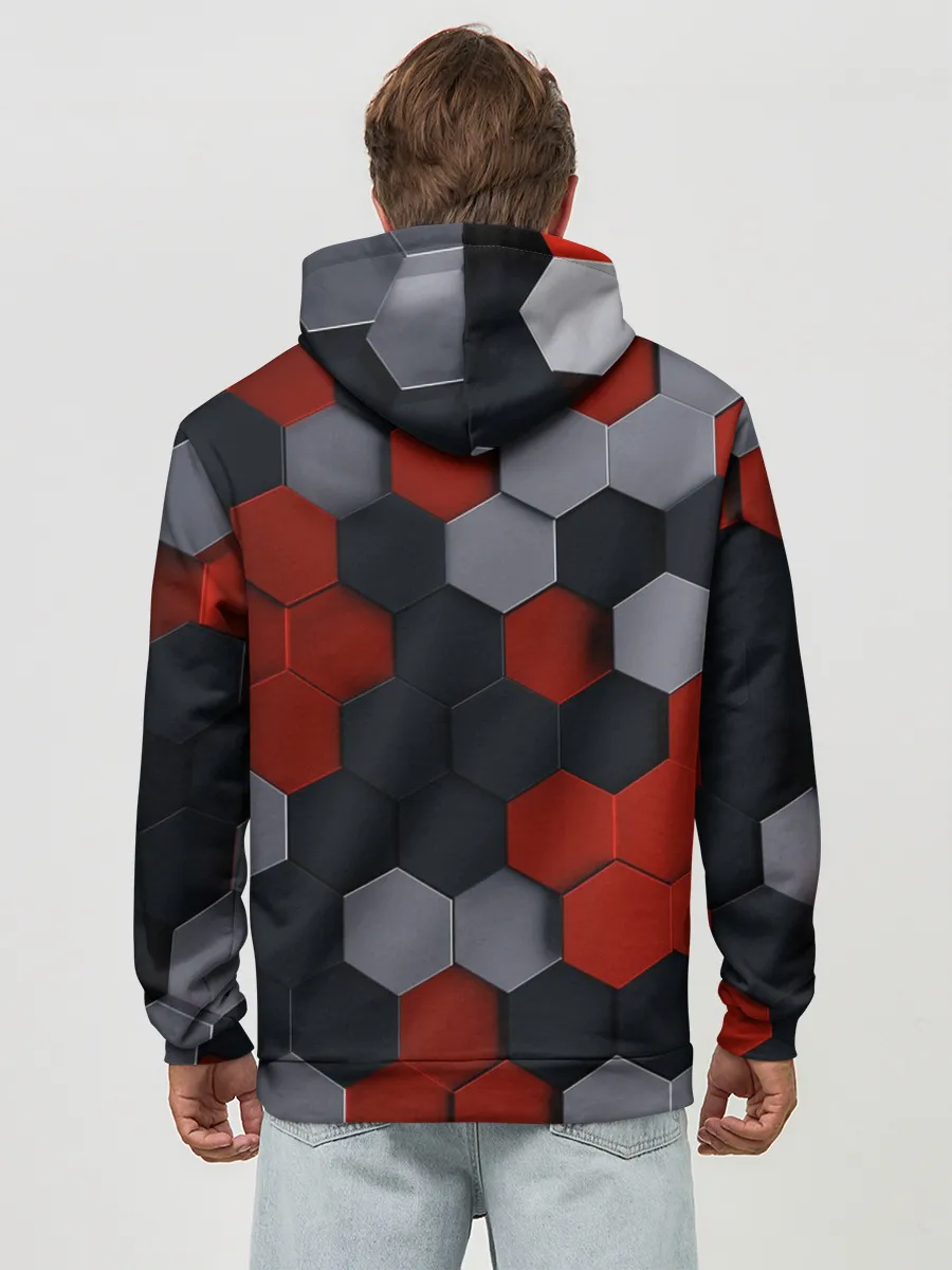 Худи мужской база хлопок / РАЗНОЦВЕТНЫЕ СОТЫ 3D