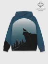 Худи мужской база хлопок / ВОЛК И ЛУНА 3D