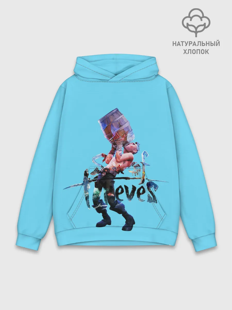 Худи мужской база хлопок / Пират с бочкой рома