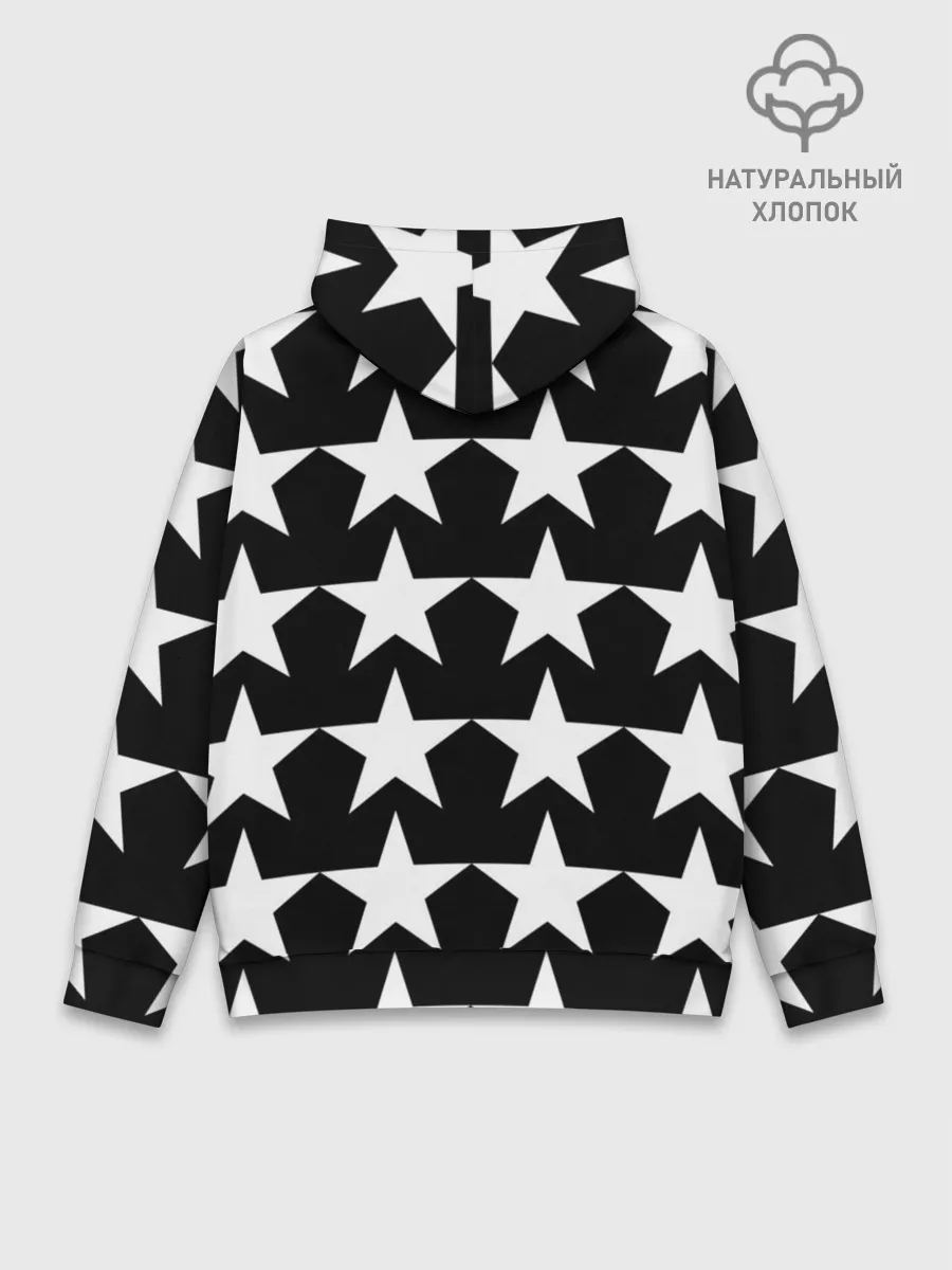 Худи мужской база хлопок / Белые звёзды на чёрном фоне