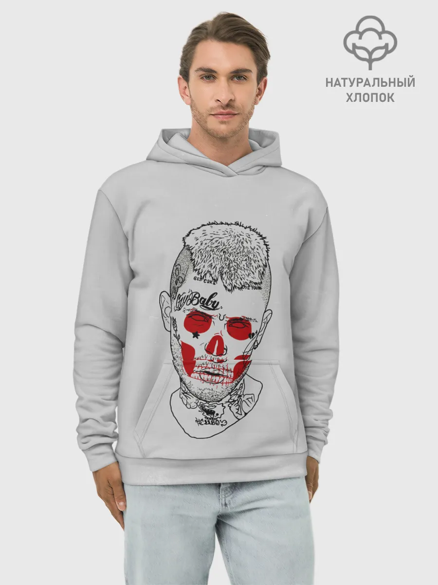 Худи мужской база хлопок / Череп Лил Пипа