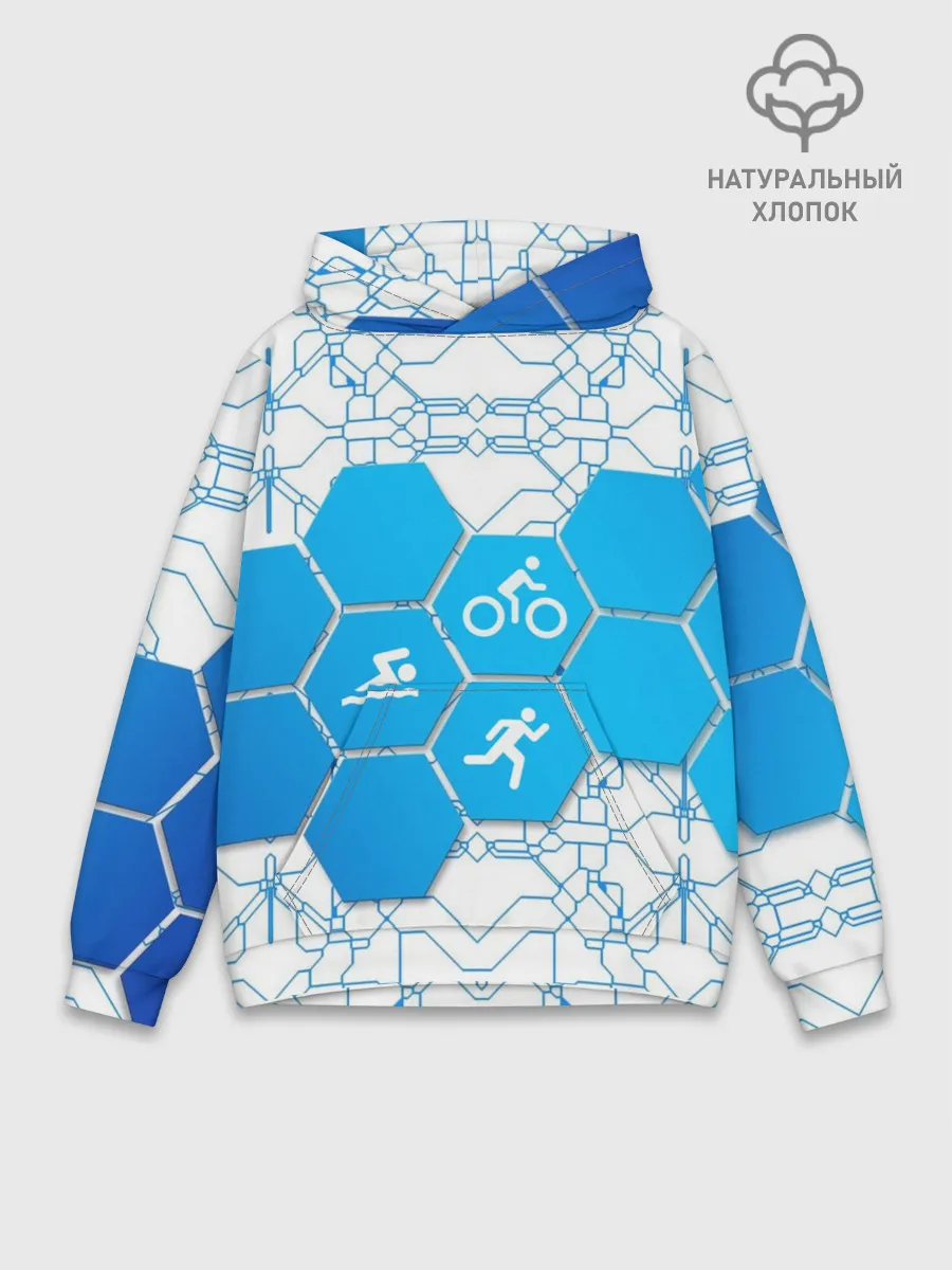 Худи мужской база хлопок / Плыви, Крути, Беги