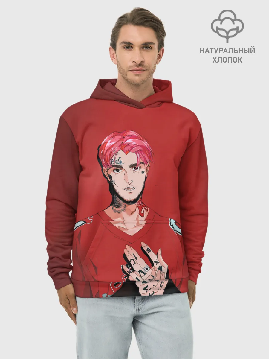 Худи мужской база хлопок / Red Lil Peep