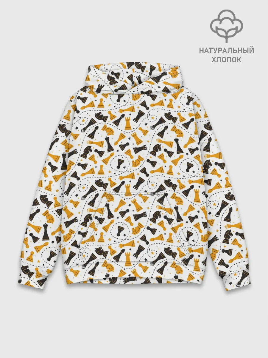 Худи мужской база хлопок / Шахматные Фигуры