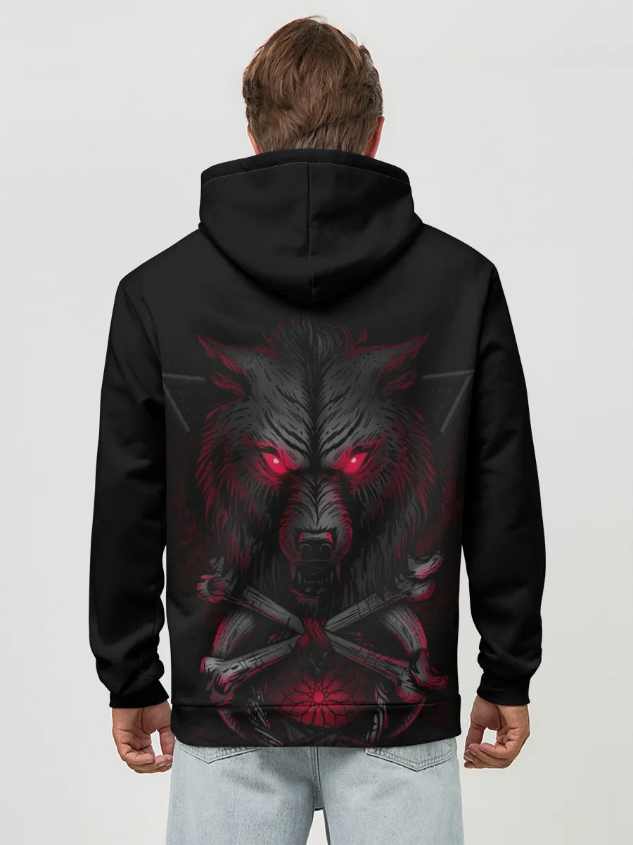 Худи мужской база хлопок / Волк 3D