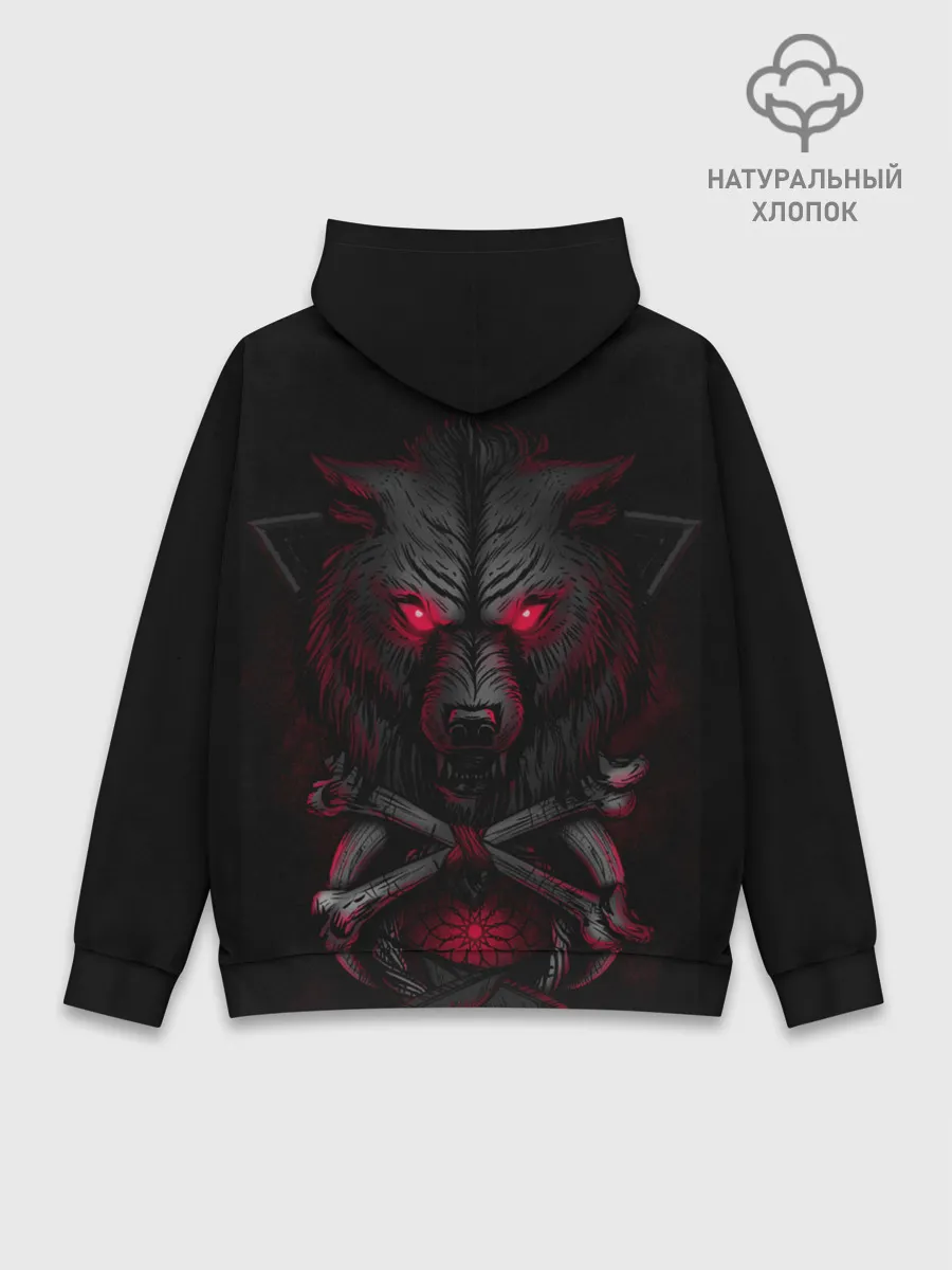 Худи мужской база хлопок / Волк 3D