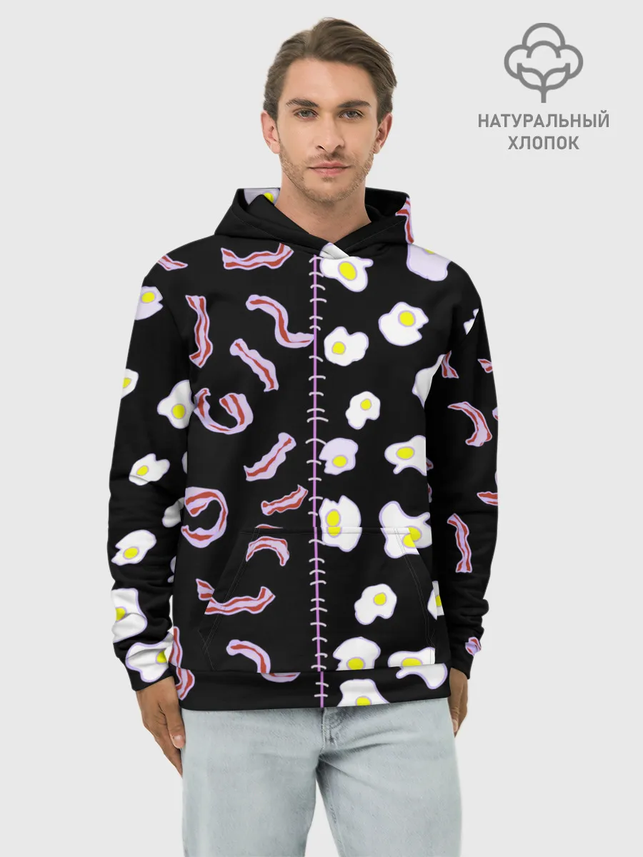 Худи мужской база хлопок / Яичница с беконом