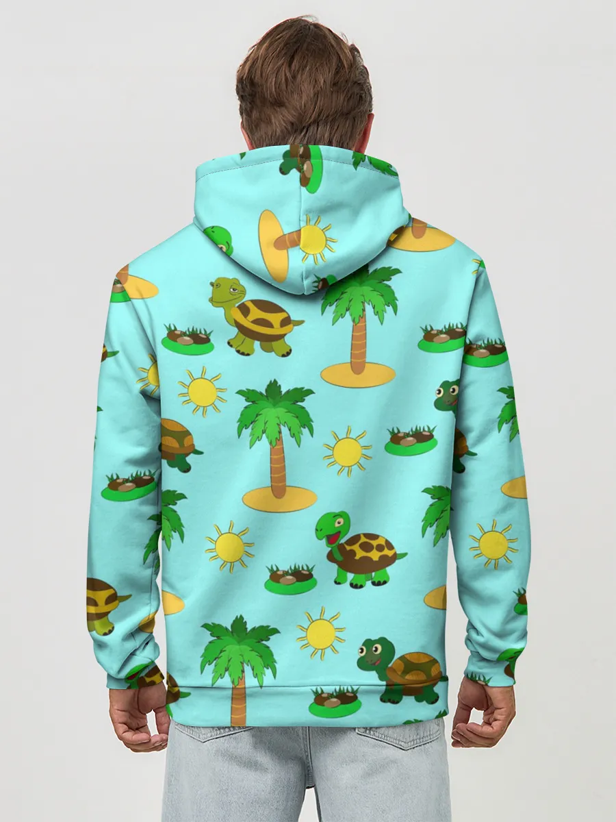 Худи мужской база хлопок / черепашки и пальмы