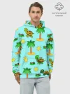 Худи мужской база хлопок / черепашки и пальмы