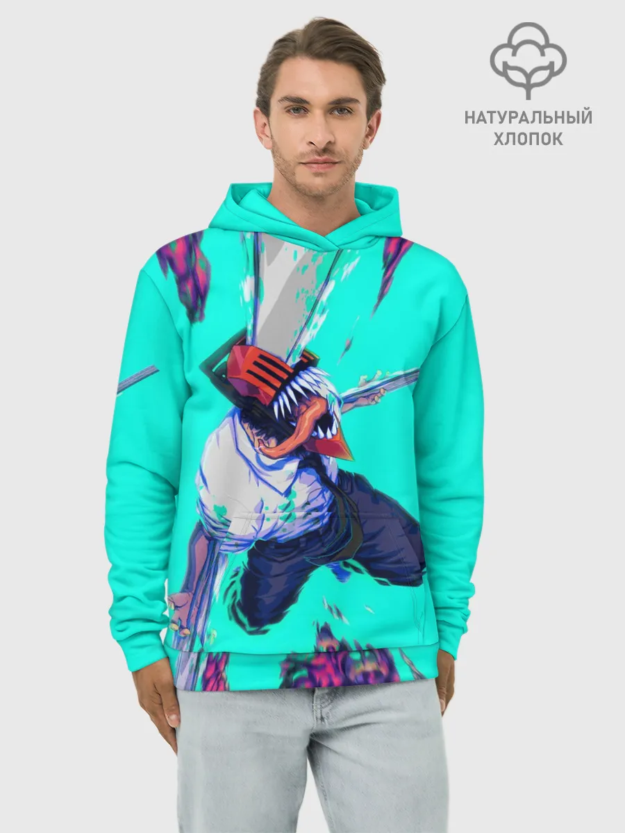 Худи мужской база хлопок / ЧЕЛОВЕК БЕНЗОПИЛА ДЕНДЖИ