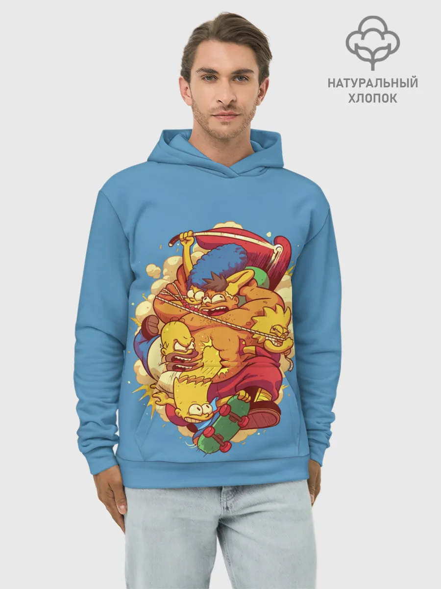 Худи мужской база хлопок / Драка с Симпсонами