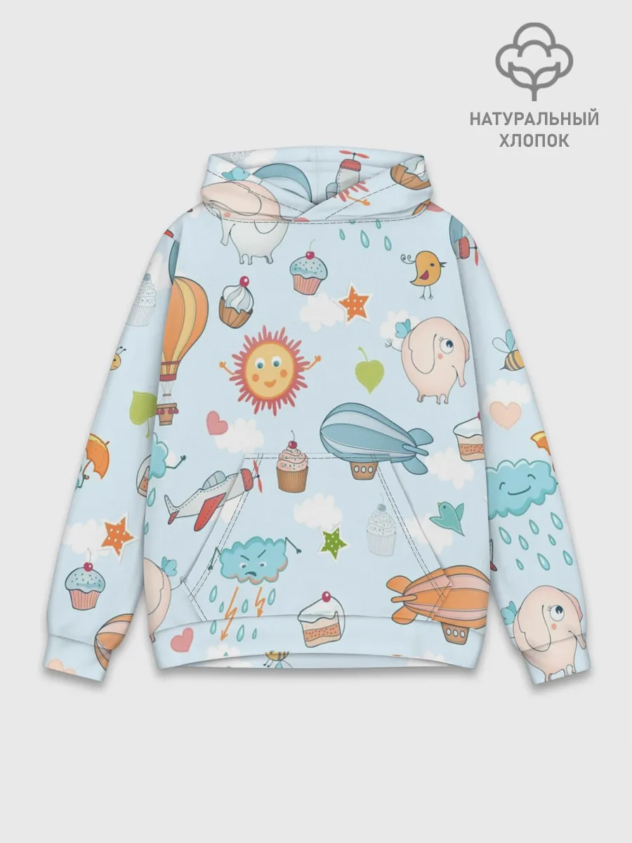 Худи мужской база хлопок / Детские рисунки