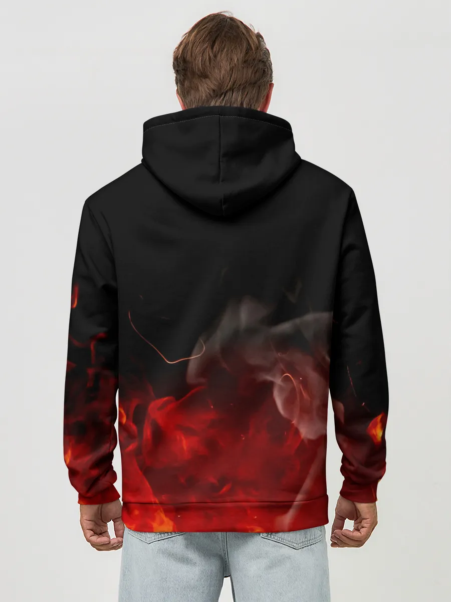 Худи мужской база хлопок / Зоро и Луффи в огне One Piece
