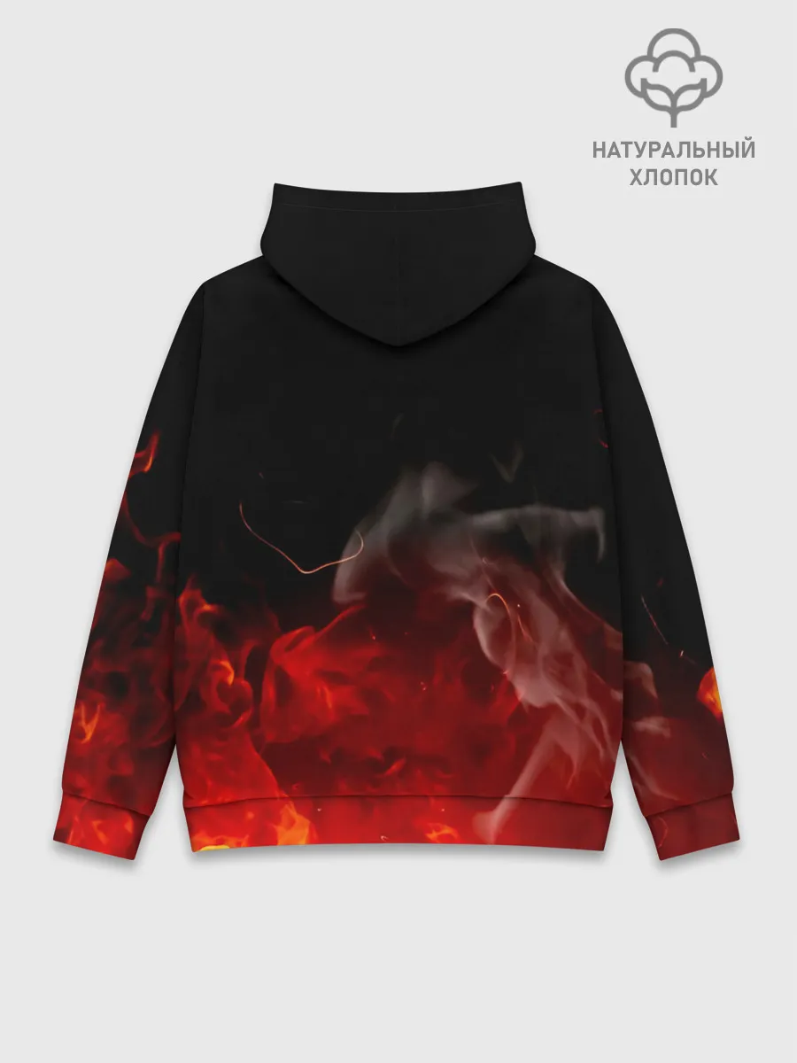 Худи мужской база хлопок / Зоро и Луффи в огне One Piece