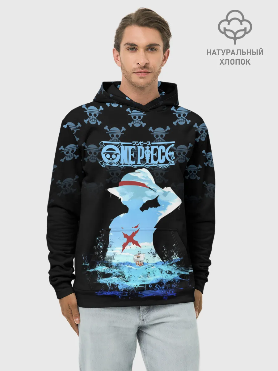 Худи мужской база хлопок / Луффи | Пираты Соломенной Шляпы