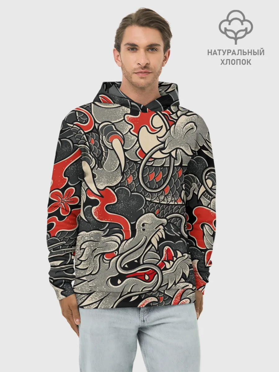 Худи мужской база хлопок / Китайский Дракон, China Dragon