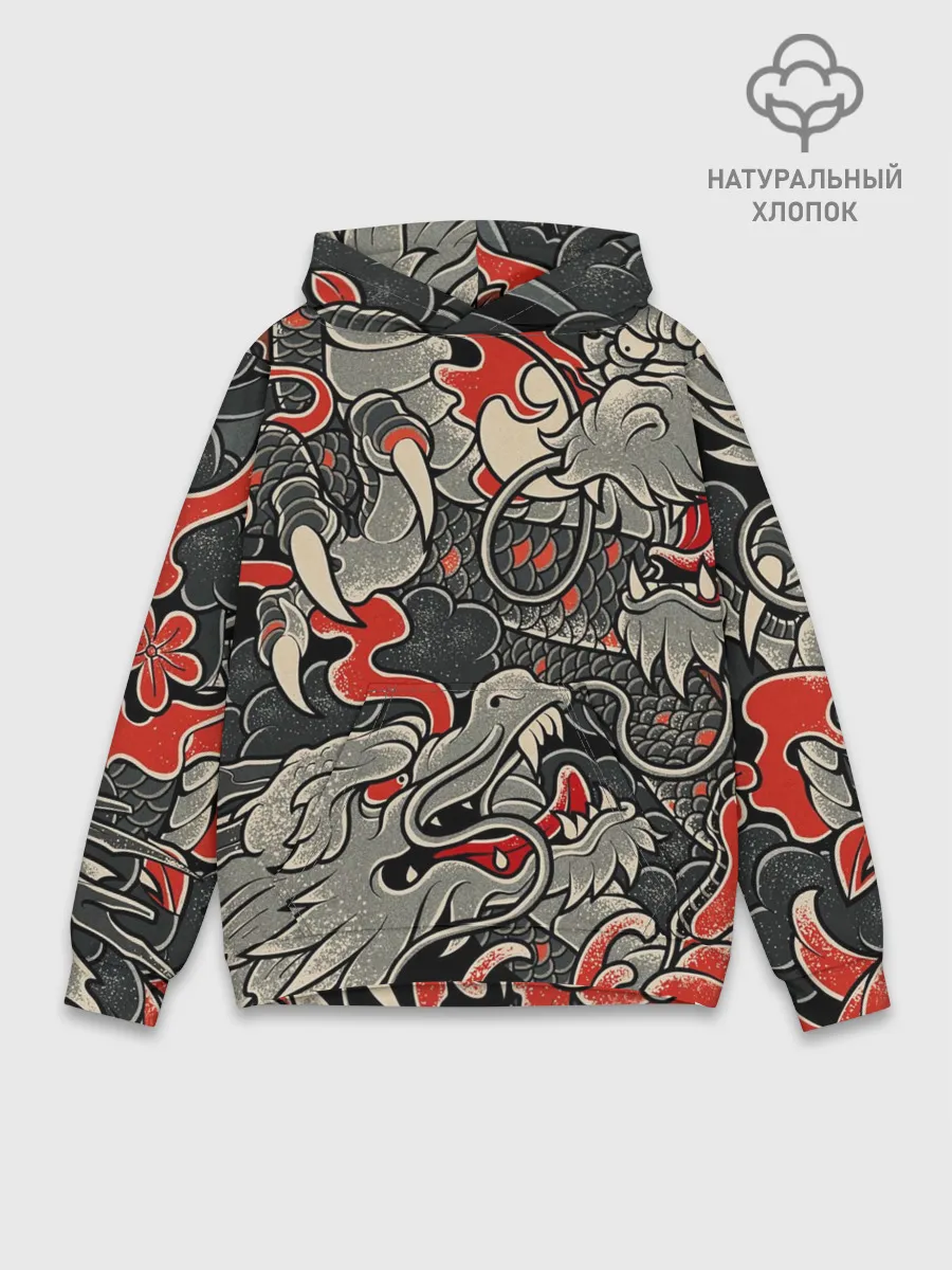 Худи мужской база хлопок / Китайский Дракон, China Dragon