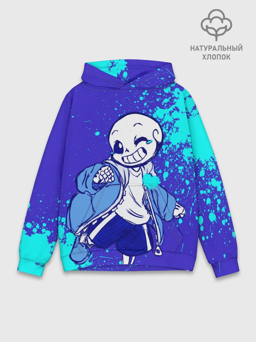 Худи мужской база хлопок / UNDERTALE SANS BLUE