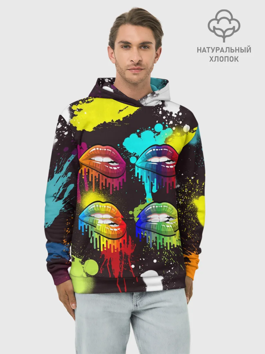 Худи мужской база хлопок / Красочные кубы