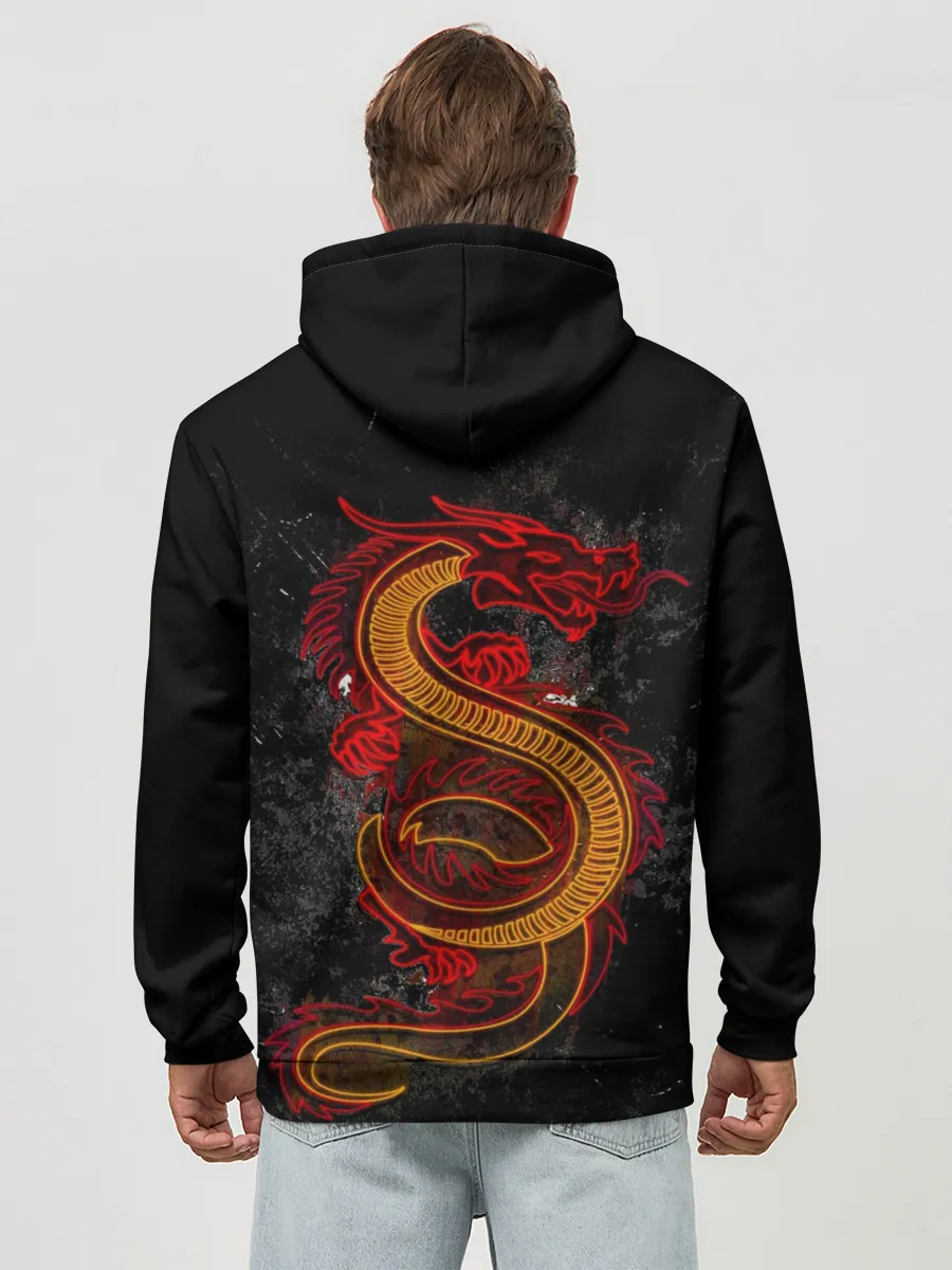 Худи мужской база хлопок / НЕОНОВЫЙ ДРАКОН, 3d