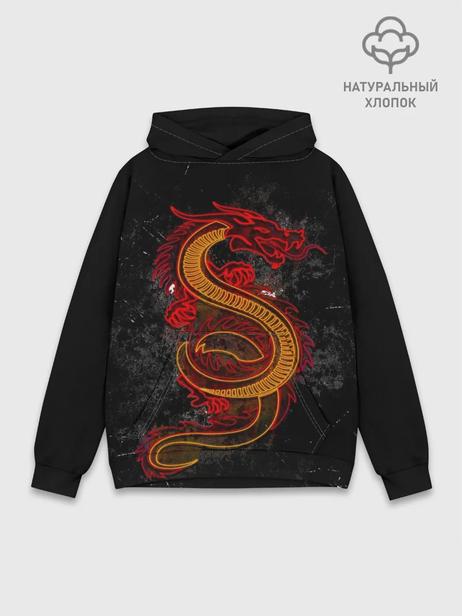 Худи мужской база хлопок / НЕОНОВЫЙ ДРАКОН, 3d