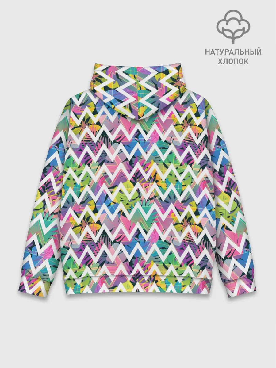 Худи мужской база хлопок / Кривая линия и цветы