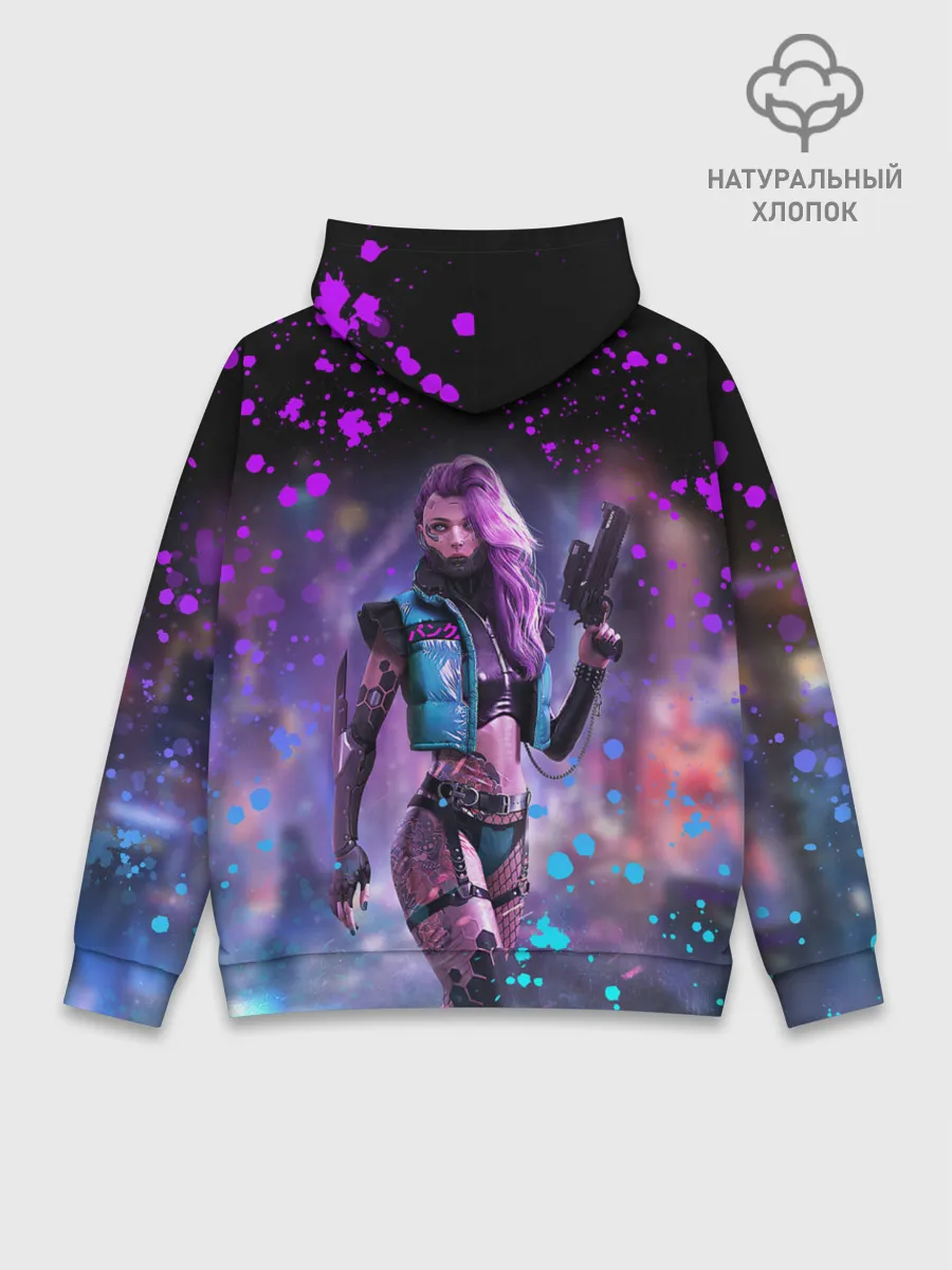 Худи мужской база хлопок / CYBERPUNK 2077 NEON | КИБЕРПАНК НЕОН