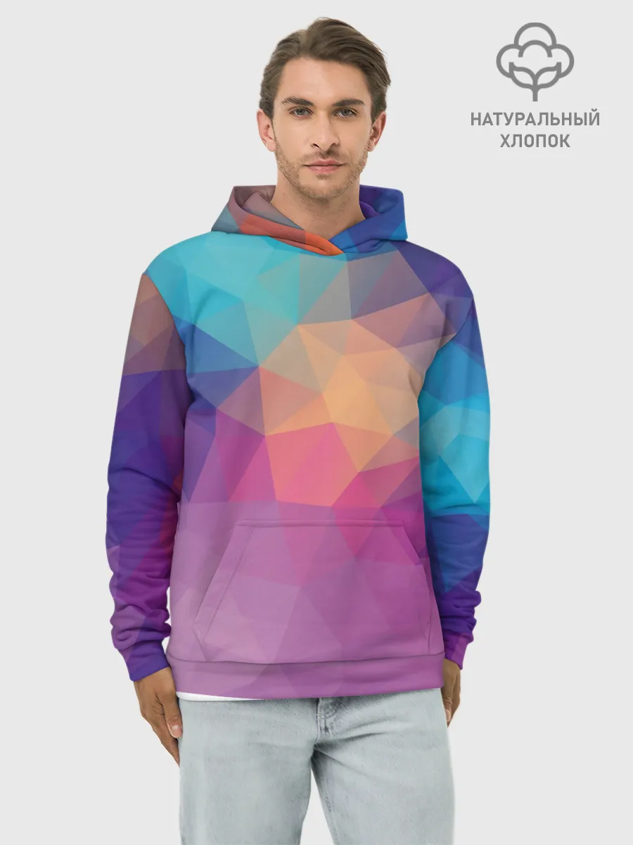 Худи мужской база хлопок / Цветные полигоны - Градиент